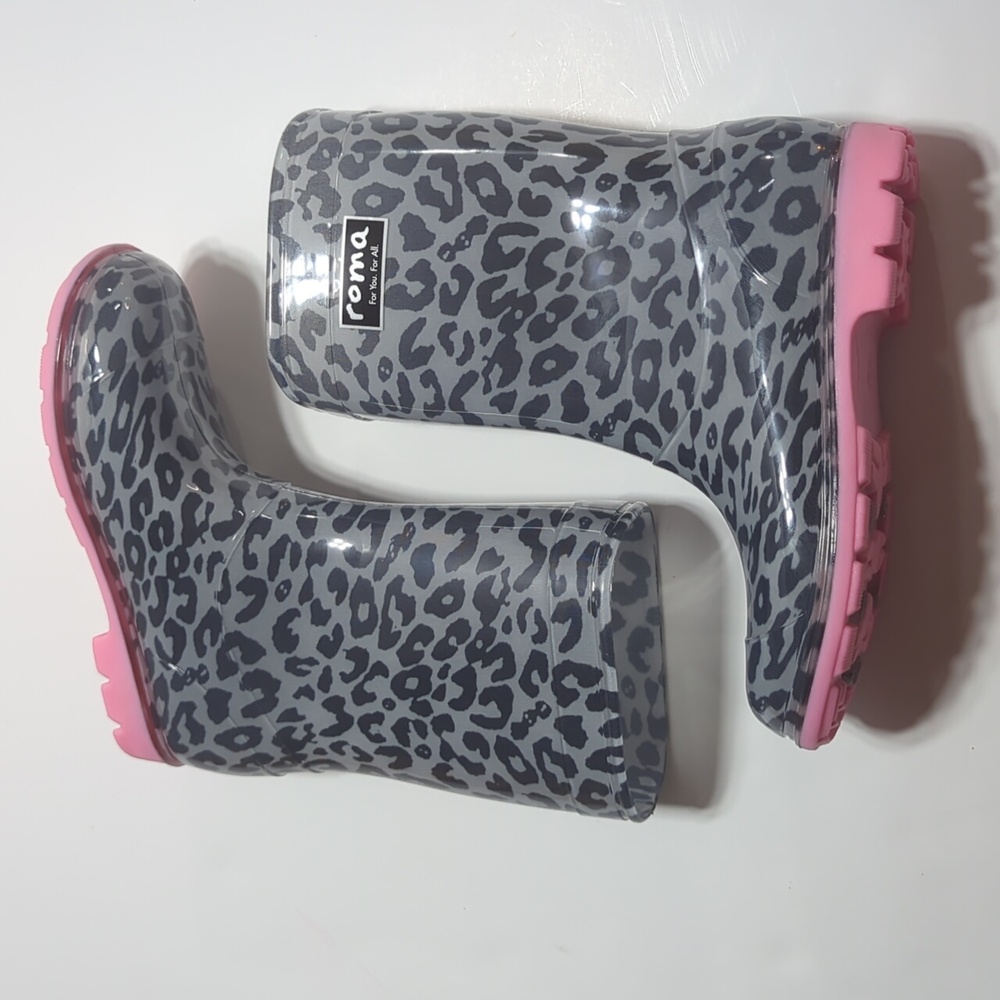 Roma Abel Kid's Leopard Print Rain Boots Size 13 - Picture 8 of 14